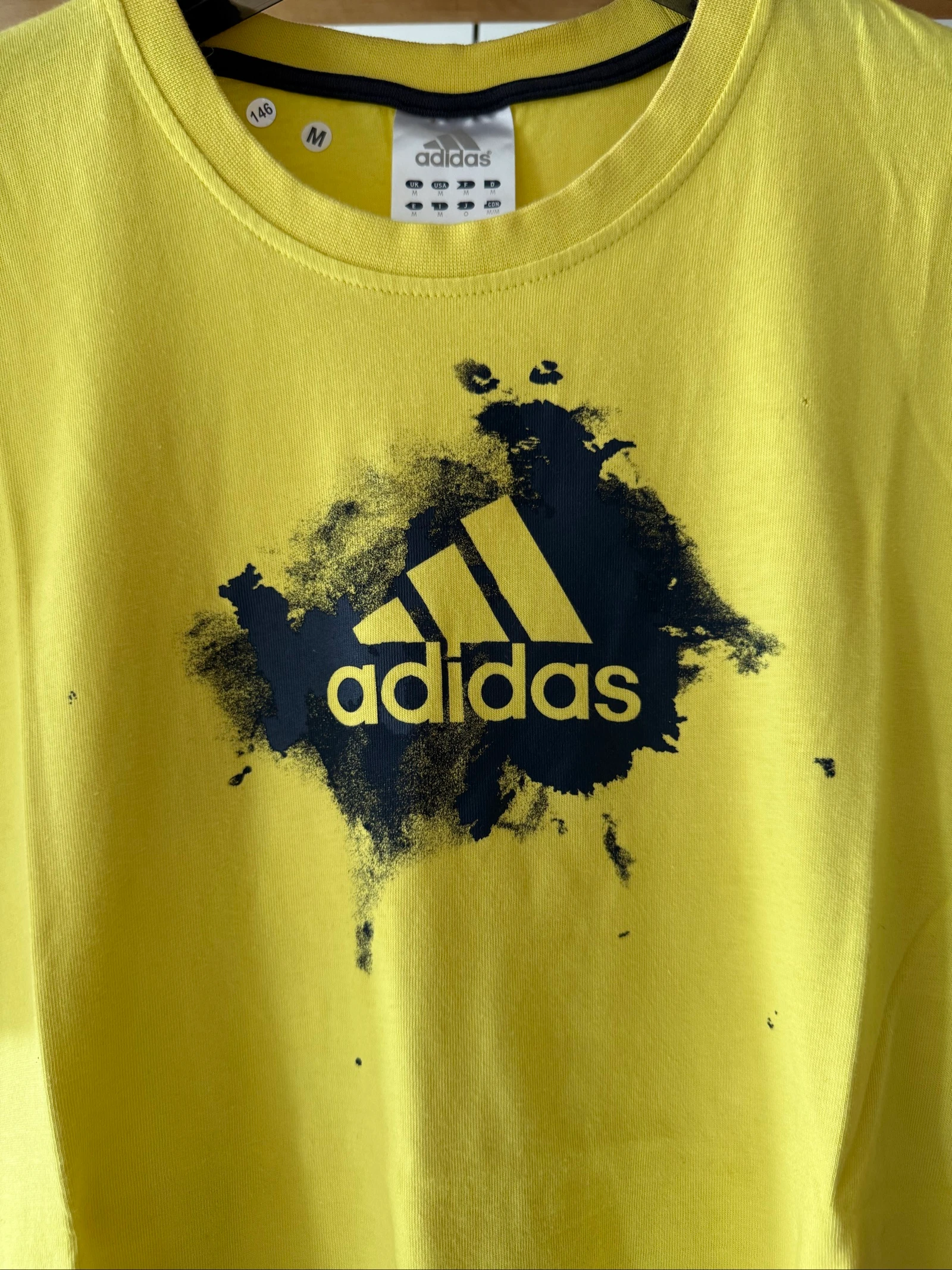 Camiseta Adidas hombre M vintage – Amarillo – Logotipo gráfico grande – Muy buen estado – photo 3
